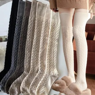 Tất RISEDOT cotton cổ điển màu trơn, giữ ấm và co giãn tốt, phù hợp đến đầu gối dành cho nữ