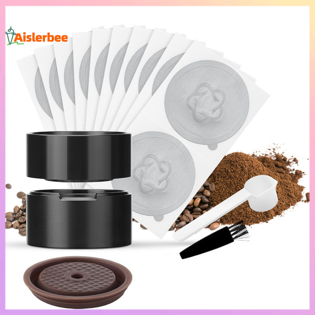 Kit Di Ricarica Riutilizzabile Per Capsule Vertuo - 100 Coperchi In Alluminio 62mm + Base, Spazzola E Paletta - Per Vertuo Pop/Next/Linea Vertuo