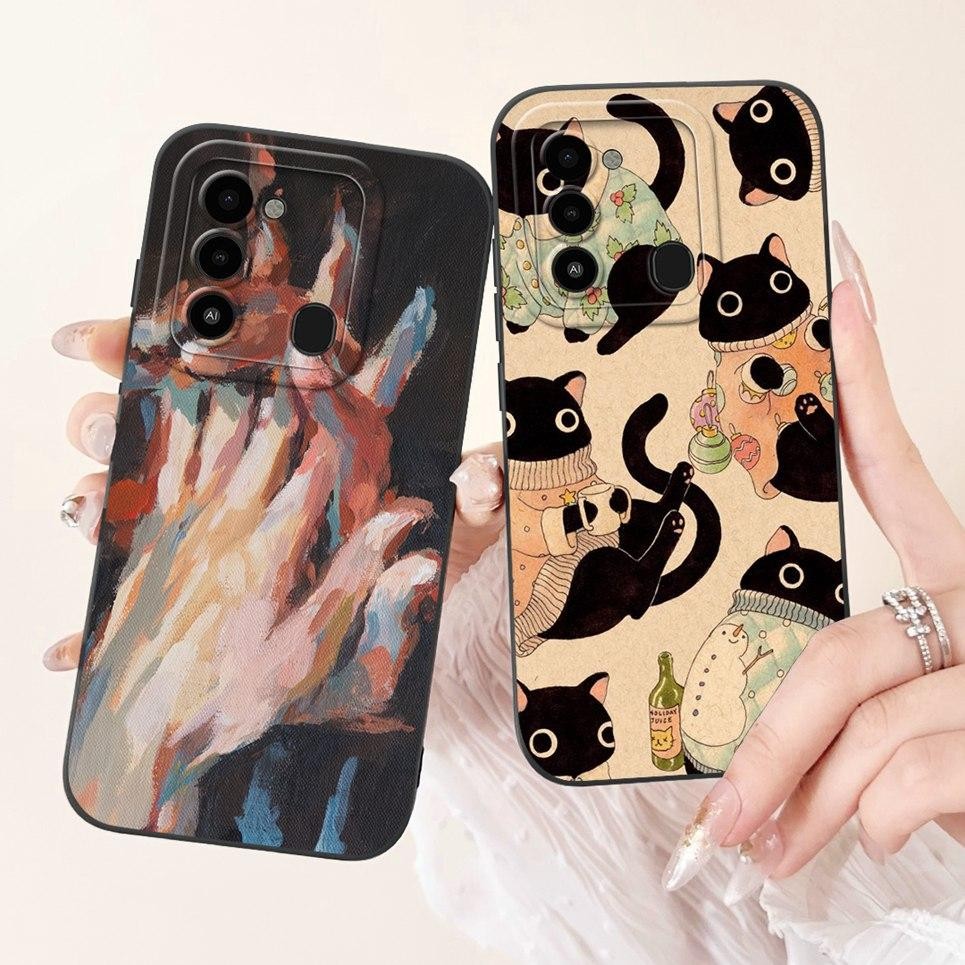 Ốp Điện Thoại Tecno Spark 8C KG5j KG5k Saprk 9 KG5p Spark GO 2022 Vỏ Silicon Mềm Gấu Trúc Mèo Hoạt Hình Vỏ Hoa