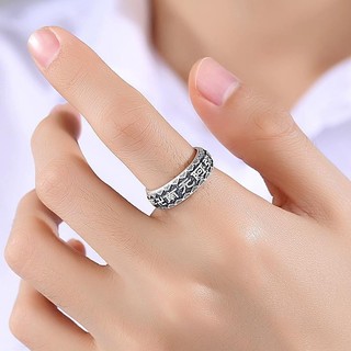 Nanwu Amitabha 99 Bạc Nguyên Chất Nam Nhẫn Bạc Guanyin Bồ Tát Thái Bạc Retro Nhẫn Đơn 12.6
