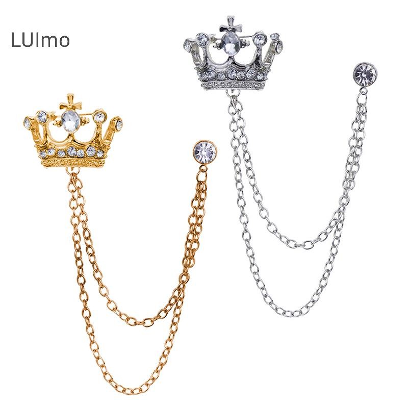 Luimo Hàn Quốc Phong Cách Anh Dây Xích Vương Miện Trâm Phù Hợp Với sel Dây Xích Ve Áo Pin Huy Hiệu Retro Nam Phụ Kiện Tiệc Cưới Trang Sức Quà Tặng SBS