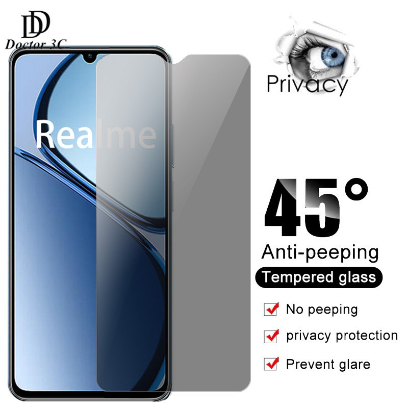 Kính Cường Lực Chống Nhìn Trộm Cho Realme Note 70 70T 60 50 C85 Pro C75 C75X C71 C67 C65 C63 C61 C55 C53 C35 C31 C30 C30s C25 C25s C21 C21Y C20 C17 C15 C12 C3 5G 4G