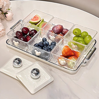 Khay Đựng Mứt Tết Bánh Kẹo Chia Ngăn, Hũ Đựng Hoa Quả Nắp Núm Tròn Nhựa Vân Kim Cương Sang Trọng