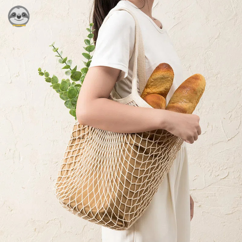 Túi lưới di động cổ điển thời trang / Túi lưới trái cây Cotton 35x40cm / Túi mua sắm thân thiện với môi trường đầy màu sắc / Túi lưới mua sắm siêu thị