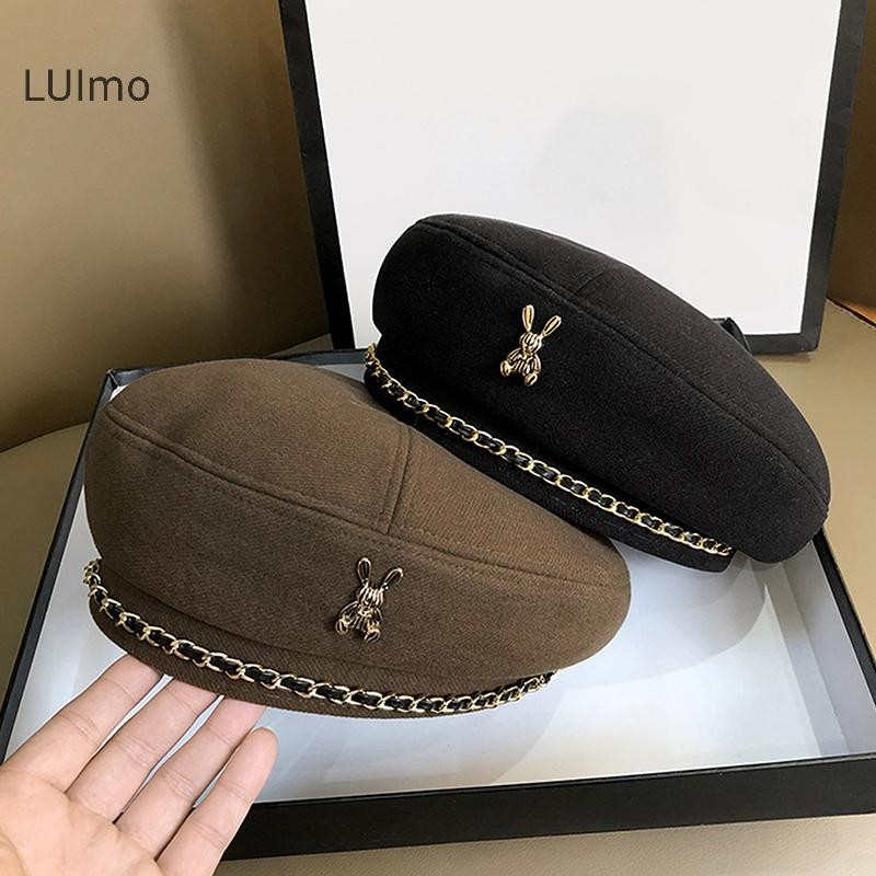 Luimo Nữ Beret Phong Cách Pháp Nghệ Sĩ Ấm Áp Mùa Đông Mũ Beanie Màu Trơn Thanh Lịch Nữ Phù Hợp Với Mũ Họa Sĩ SBS