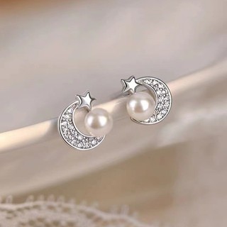 Bông tai ngọc trai bạc S925 Trang sức thời trang đơn giản Quà tặng nữ