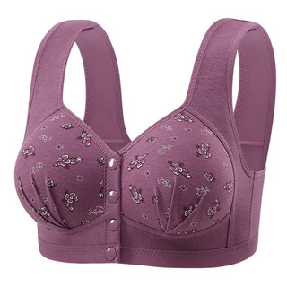 36-48 size phổ biến cỡ lớn bà mẹ trung niên và người già đồ lót cotton nguyên chất thoải mái cho nữ không có vòng thép khóa phía trước in áo vest phong cách áo ngực