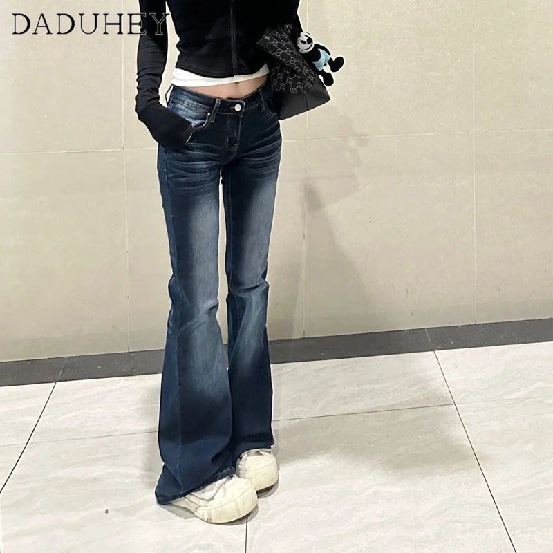 DaDuHey New American Ins High Street Retro Micro Flared Jeans Niche High Waist Wide Leg Pants Large Size Trousers