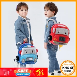 Balo oto bé trai học mẫu giáo cặp sách mầm non cho trẻ em từ 1-5 tuổi đi chơi du lịch vải nhung mềm E1034