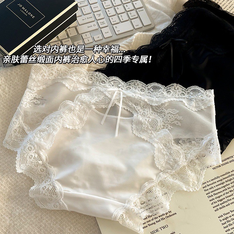 Quần lót nữ ren phong cách mới Quần lót Cotton nguyên chất