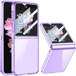 Dành Cho Samsung Z Flip 6 Flip 5 Ốp Lưng Trong Suốt Có Bảo Vệ Màn Hình Cửa Sổ Lớn Siêu Mỏng PC Trong Suốt Bao Da Cho Samsung Galaxy Z Flip 5 6
