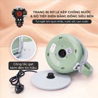 Ấm đun nước siêu tốc Hare HR KE1828 dung tích 1.8L công suất 1800W, thân ấm 2 lớp, bh 12 tháng