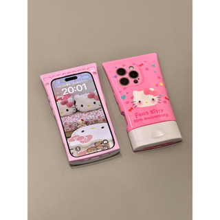 Fun Cute KT Cat Lamb Facial Cleanser Vỏ điện thoại di động cho iPhone16 15 14 13 12 11 Pro Max Bảo vệ Camera chống sốc Vỏ mềm chống rơi