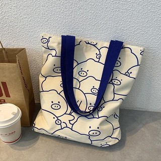Túi Bé Heo (35x37cm) - Túi Đi Đựng Hộp Cơm, Túi Đi Học, Túi Tote Vải Canvas, Túi Tote Hoạt Hình