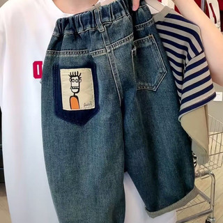 Quần jeans gradient cho bé trai mùa xuân và mùa thu, quần dài hoạt hình cho trẻ nhỏ