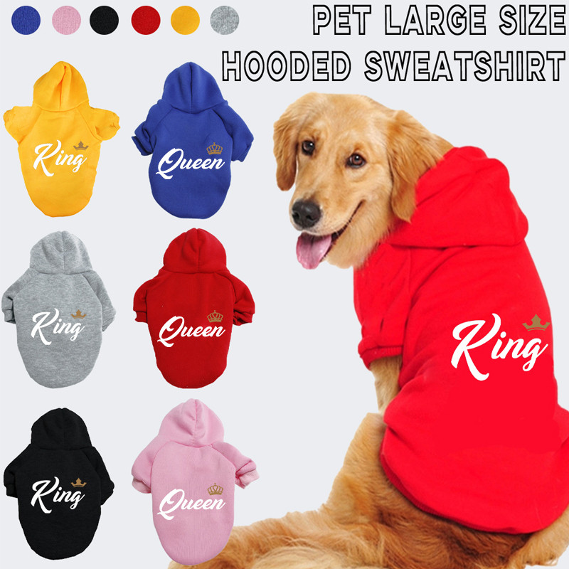 King Pattern Cat / Dog Ấm áp và thoải mái Size lớn Áo có mũ trùm đầu cho chó lớn