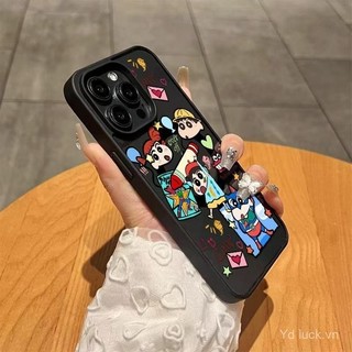 Ốp điện thoại trong suốt chống sốc Shin-chan hoạt hình, tương thích với iPhone 11 16 15 Pro 14 Pro Max 13 Pro 12 11 Pro 15 14 13 12 Pro 11 Pro Max 16 Pro 14 Pro 13 Pro Max 12 Pro Max, chống trầy xước, chống mồ hôi, chống rơi