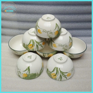 [Giá Xưởng] Bộ 10 Chén Sứ Ăn Cơm Họa Tiết Hoa Tulip Đường Kính 11.5Cm, Bát Sứ Chén Sứ
