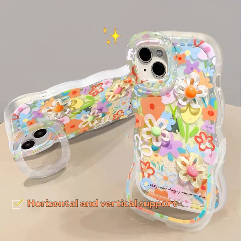 Sunflowers Chain Waves Hai Chiều Stealth Giá Đỡ Ốp Lưng Điện Thoại iPhone 16ProMax 16Plus 15 14 13 12 11 Vỏ Bảo Vệ Chống Sốc