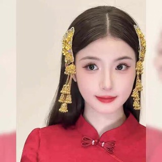 MAUROPOLI [Sẵn Sàng] Phong Cách Trung Hoa Mới Tinh Tế Đính Kim Cương Bạc Cô Dâu Mũ Đội Đầu Retro Cung Điện Bên Kẹp Tóc Tua Rua Cao Cấp Kẹp Tóc Phụ Kiện Tóc