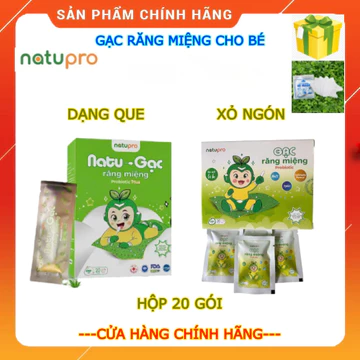 Gạc răng miệng Probiotic Natupro hộp 20 gói dạng que & xỏ ngón - Gặc rơ lưỡi gạc tưa lưỡi cho bé chính hãng