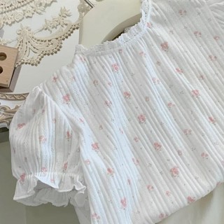 Áo thun ngắn tay cotton mới cho trẻ em mùa hè, áo sọc hoa dễ thương cho bé gái