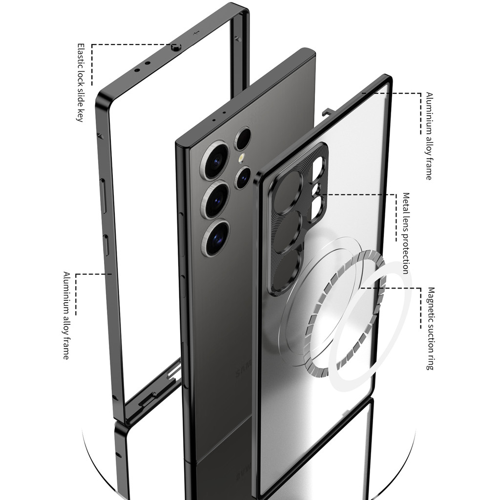 Ốp Điện Thoại Từ Hợp Kim Nhôm Kim Loại, Dành Cho Samsung S26 S25 S24 Ultra S24 S25 Plus Mờ Mặt Sau Bảo Vệ Ống Kính Chống Sốc