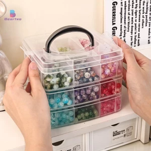 < beartwo > 1 / 2 / 3 / 4 Tầng Trong Suốt Có Thể Điều Chỉnh Khe Cắm Ngăn Có Thể Xếp Chồng Hộp Bảo Quản Bằng Nhựa Để Tổ Chức Đồ Chơi Phụ Kiện Trang Sức Đẹp