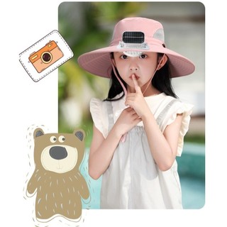Mũ che nắng ngoài trời BAIHE, có quạt làm mát Mũ che nắng vành rộng, Mũ chống tia cực tím / USB thoáng khí cho trẻ em Mũ ngư dân