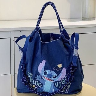Phong Cách Mới Stitch Thân Thiện Với Môi Trường Túi Mua Sắm Hoạt Hình Hàng Hóa Thêu Nylon Vải Đeo Vai Túi