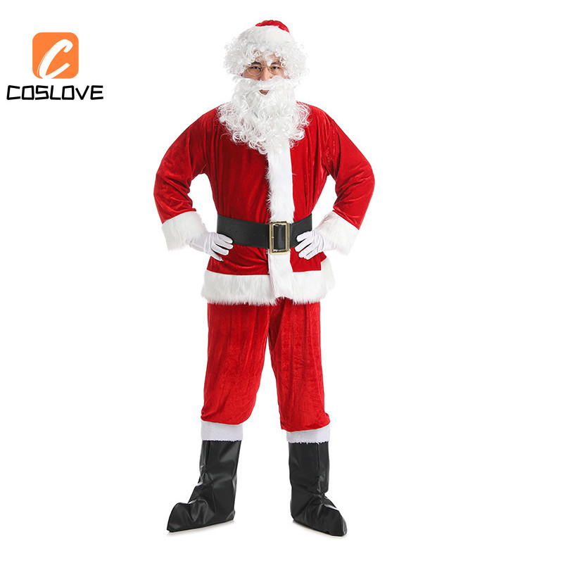 Giáng Sinh Ông Già Noel Màu Đỏ Sâu Trang Phục Cosplay Quần Áo Trọn Bộ Trang Phục Phù Hợp Với Người Lớn Cosplay Quần Áo Phục Hồi Hoàn Hảo
