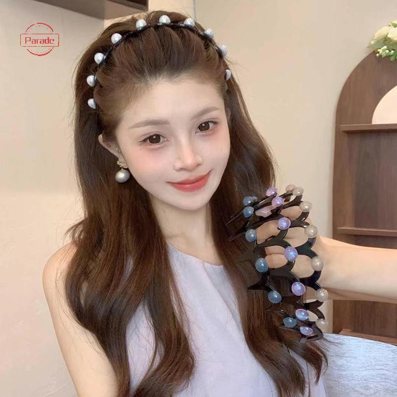 Diễu Hành Ngọc Trai Sóng Răng Dành Cho Nữ Thời Trang Bé Gái Màu Trơn Chống Trơn Trượt Tóc Zigzag Ban Nhạc Notched Phụ Kiện Tóc VN