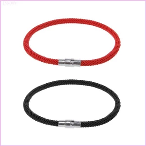 Cinna Đơn Giản Đỏ Đen Bện Dây Vòng Tay Kabbalah Bracele Phong Cách Đường Phố Nam Châm Khóa Vòng Tay Trang Sức Trang Trí Gi