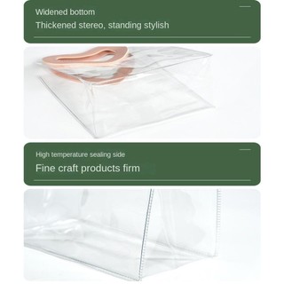 AllGIFT Túi Tote, Túi Mua Sắm Trong Suốt PVC, Tay Cầm Hình Trái Tim Thiết Thực Túi Bảo Quản Chống Thấm Nước