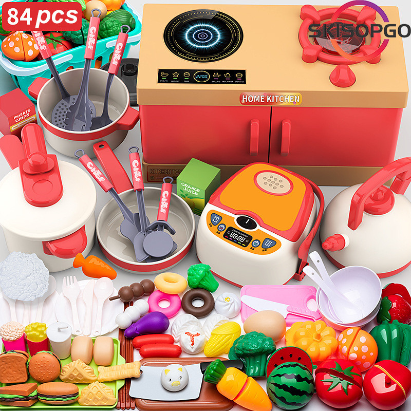 【SKISOPGO】Đồ chơi nhà bếp，Đồ chơi nấu ăn，Puzzle đồ chơi trẻ em，Bộ đồ chơi nấu ăn nhà bếp，Bếp nấu ăn Cosplay Đồ chơi