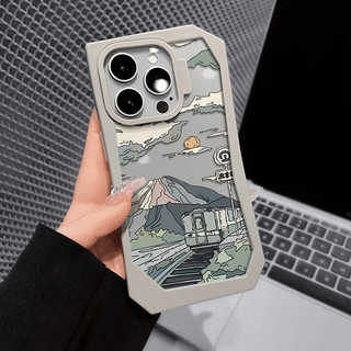 Vỏ Điện Thoại Hình Không Đều, Cho iPhone 16,15,14,13,11,12 Pro Max, Phim Hoạt Hình Tranh Phong Cảnh Xe Lửa