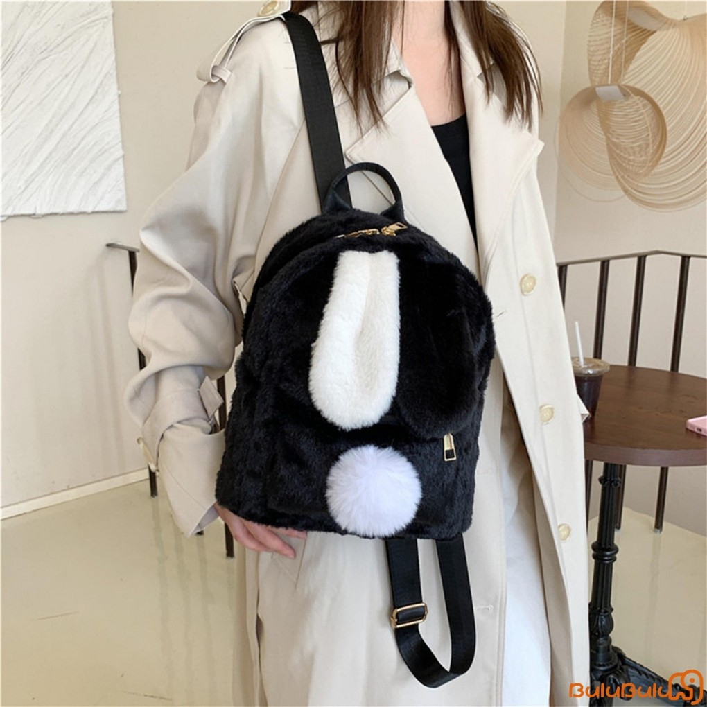 Ba Lô Sang Trọng Cho Nữ Ví Thỏ Dễ Thương Ba Lô Nhẹ Lông Thú Giả Daypack Bookbag