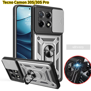 Vỏ Cho Tecno Camon 30 S Pro 30S 4G 5G 2024 Vỏ Bảo Vệ Ống Kính Máy Ảnh Trượt Cho TecnoCamon30 Camon30S 30SPro Vỏ Điện Thoại Giáp Chống Sốc Giá Đỡ Xe Từ Tính