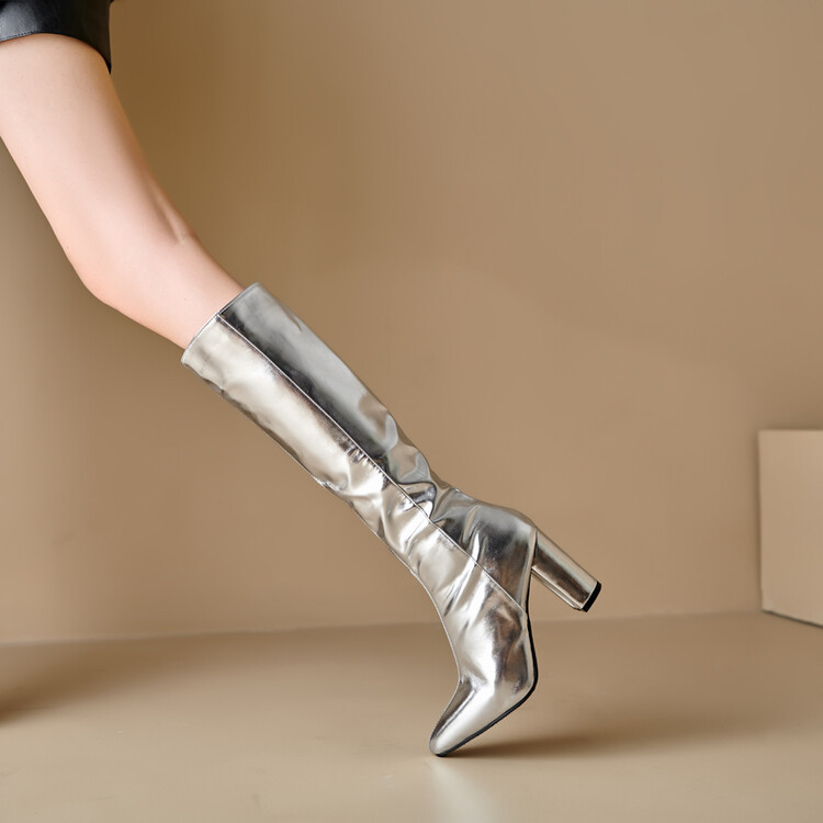 Cỡ 32-46 người mẫu Sân Khấu Biểu diễn thời trang Giày Catwalk Nữ Giày Martin ống vừa Gót Thô