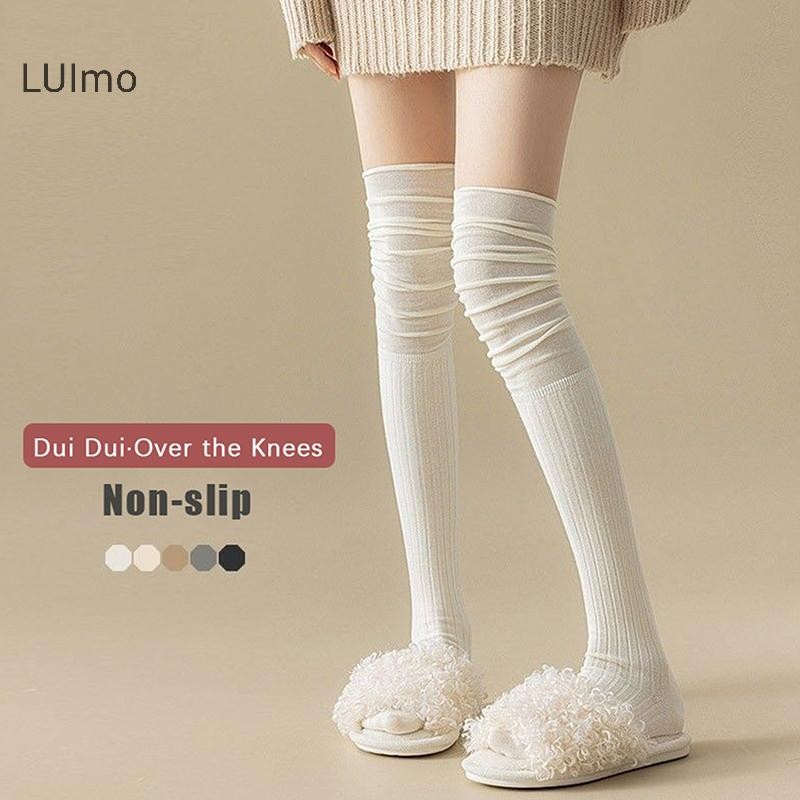 Luimo Màu Trơn Đùi Vớ Cao Cấp Nữ Hợp Thời Trang Trên Đầu Gối Nữ Tất Dài Giữ Nhiệt Cotton Cao Ống Legging SBS