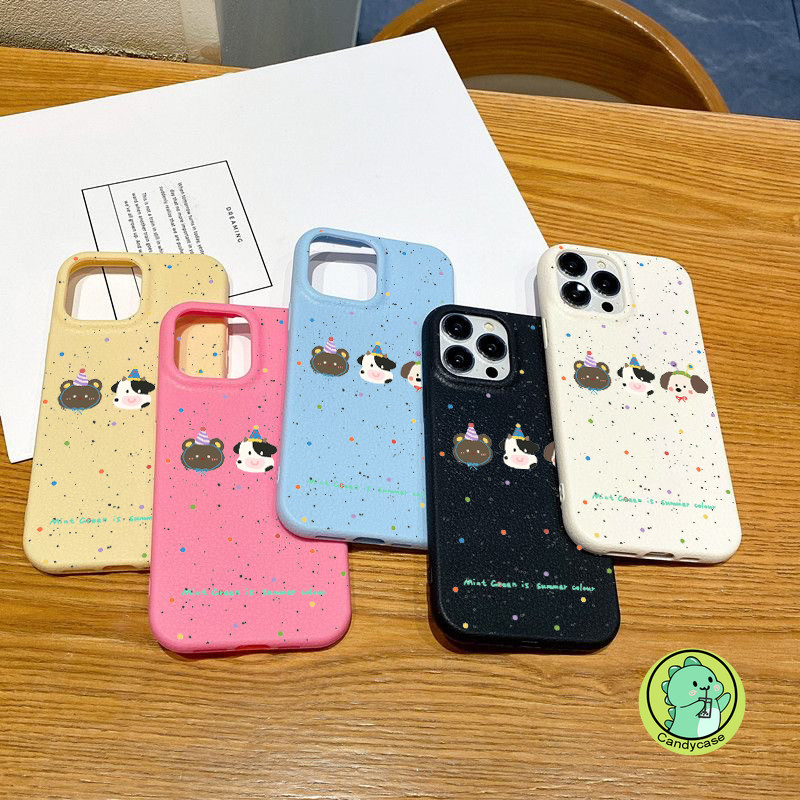 Ốp Da Cho OPPO Find X8 Pro X7 A79 5G F27 Pro Plus A59 2023 F11 A9 A5 A53 2020 A53s R17 R15 Bao Hoạt Hình Dễ Thương Gấu Con Chấm Bi Màu Kẹo Vỏ Điện Thoại Mềm Có