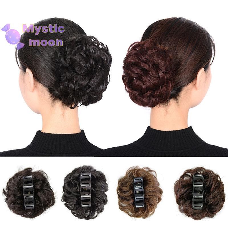[Huyền Bí] Tóc giả búi kẹp ngoặm xoăn búi rối trung niên cao cấp dễ sử dụng [New]