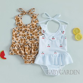 / / -3Month-3 Tuổi Bé Gái Dây Cổ Một Mảnh Áo Liền Quần In Hoa Bộ Đồ Tắm Xù Đi Biển