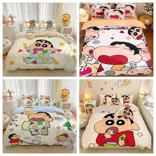 G13 Crayon Shin-chan 3IN1 Ga trải giường Vỏ chăn gối Bộ chăn ga gối Phòng ngủ gia đình Có thể giặt được Bộ đồ dễ thương G13