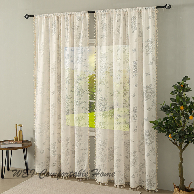 Rèm cửa sổ in kiểu Mỹ nhỏ tươi mới, nửa rèm, hoàn thiện, có thể tùy chỉnh
