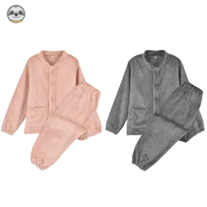 Phong cách Nhật Bản Muji Style / Đồ ngồi mềm mại ấm áp cho trẻ em / Bộ đồ ngủ ấm áp liền mạch cho trẻ em lớn / Quần áo ngồi thân thiện với da cho bé trai bé gái