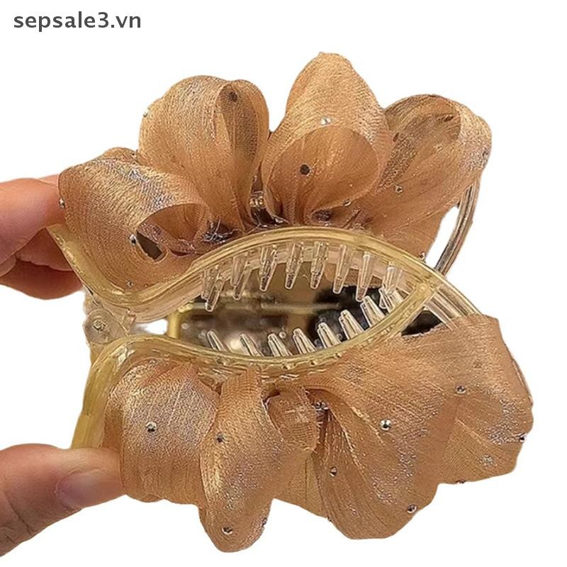# VN # Lưới bong bóng kim cương giả thanh lịch Nơ hai mặt Móng vuốt tóc đuôi ngựa cho phụ kiện tóc nữ.