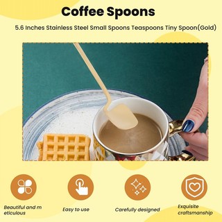 Thìa Cà Phê, 6 Thìa Espresso, Thìa Nhỏ Bằng Thép Không Gỉ 5.6 Inch Thìa Nhỏ Trà Thìa Nhỏ (Vàng)