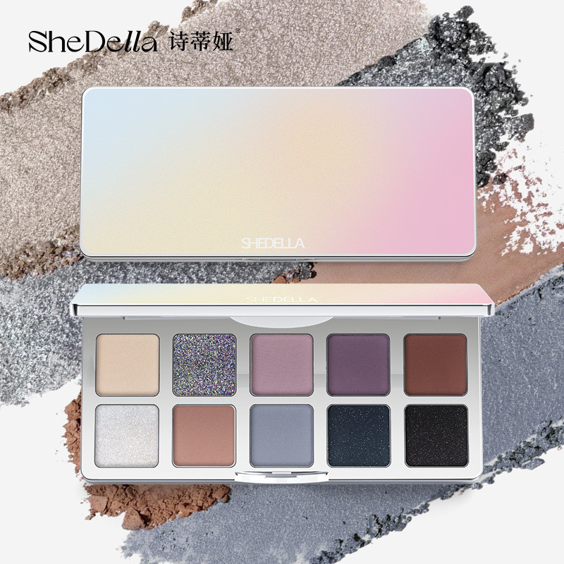 Shedella Bảng phấn mắt mười màu tạo kiểu trang điểm mắt khói    2JE4