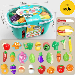 Đồ Chơi Cắt Hoa Quả Và Rau Củ 30 Món, Set Cắt Trái Cây Bằng Nhựa ABS An Toàn Cho Bé